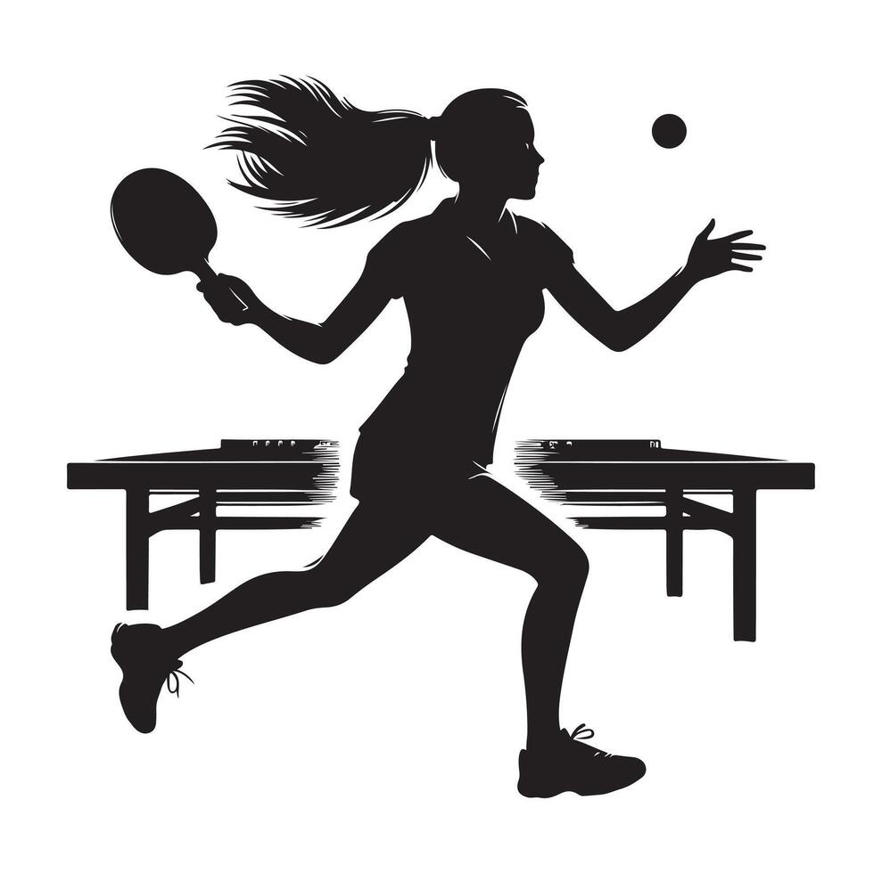table tennis player pose Silhouette style set on isolated white background vector