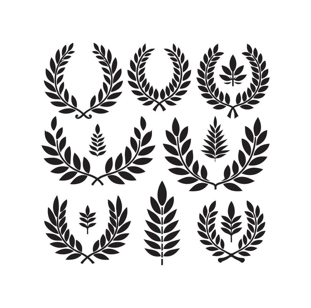 Minimal laurel sign illustration icon logo on isolated white background vector