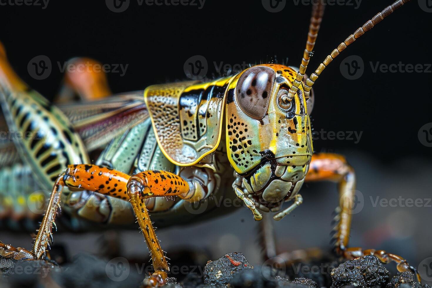 Close-up of a Colorful Grasshopper photo