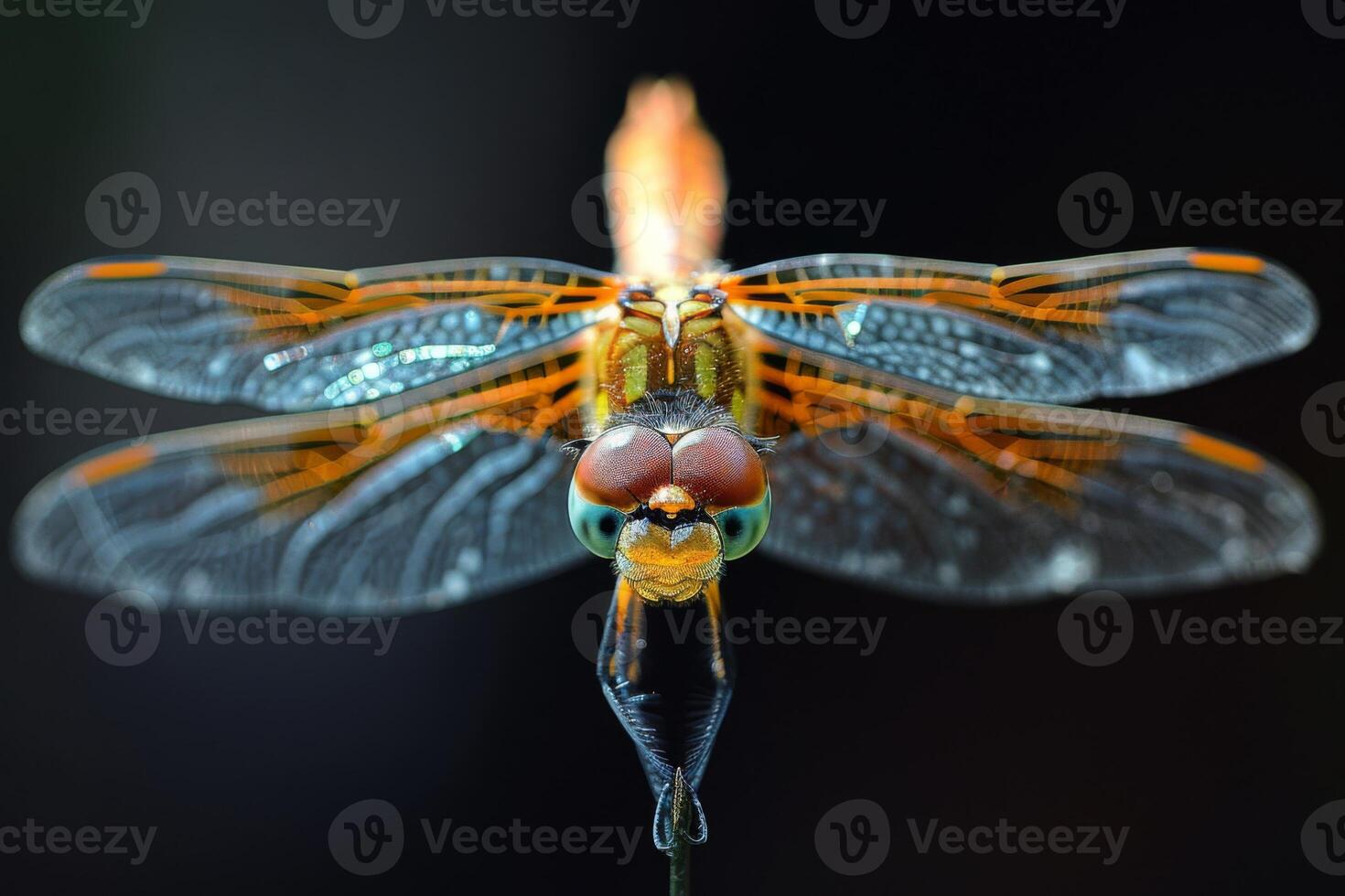 Close-Up of a Dragonfly with Spread Wings photo