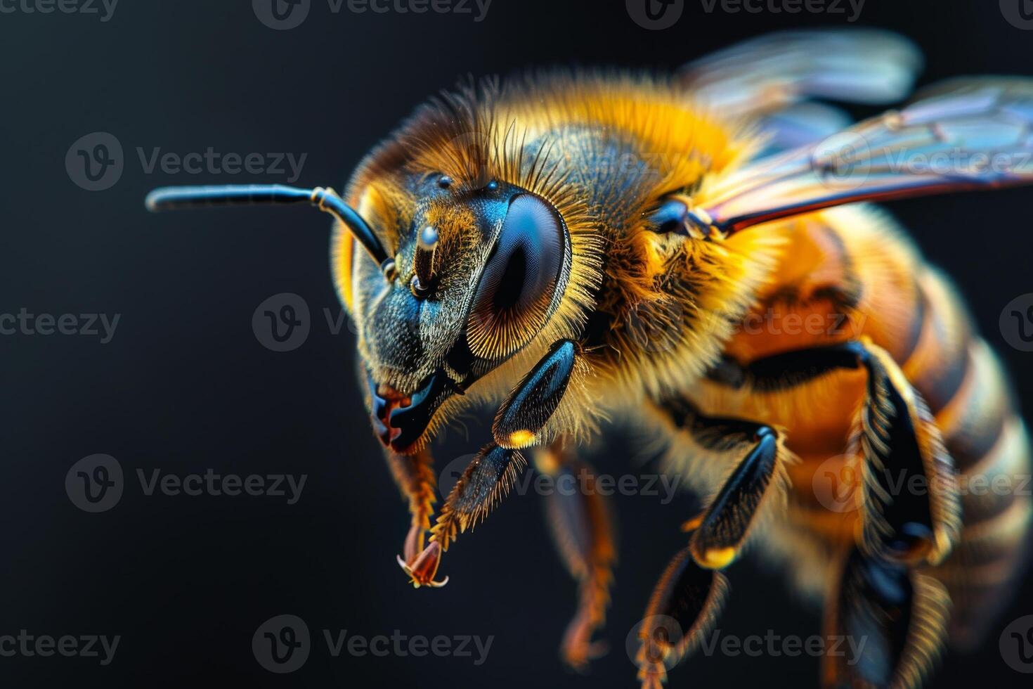 Close-up of a Honey Bee in Flight photo