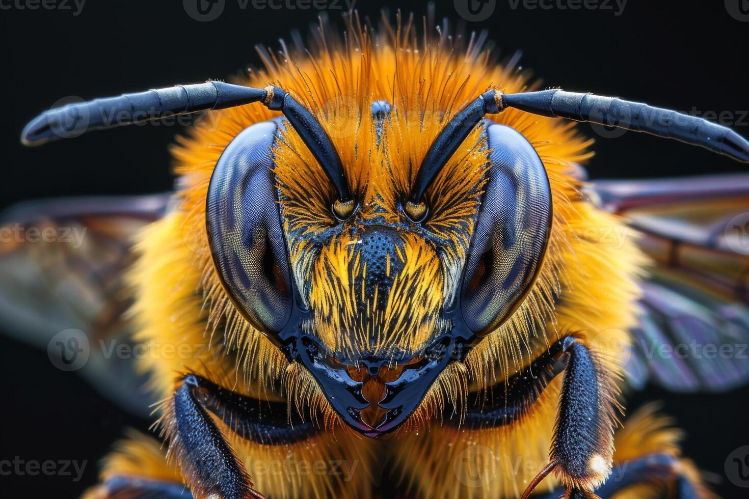 Close-Up Portrait of a Fuzzy Bee photo