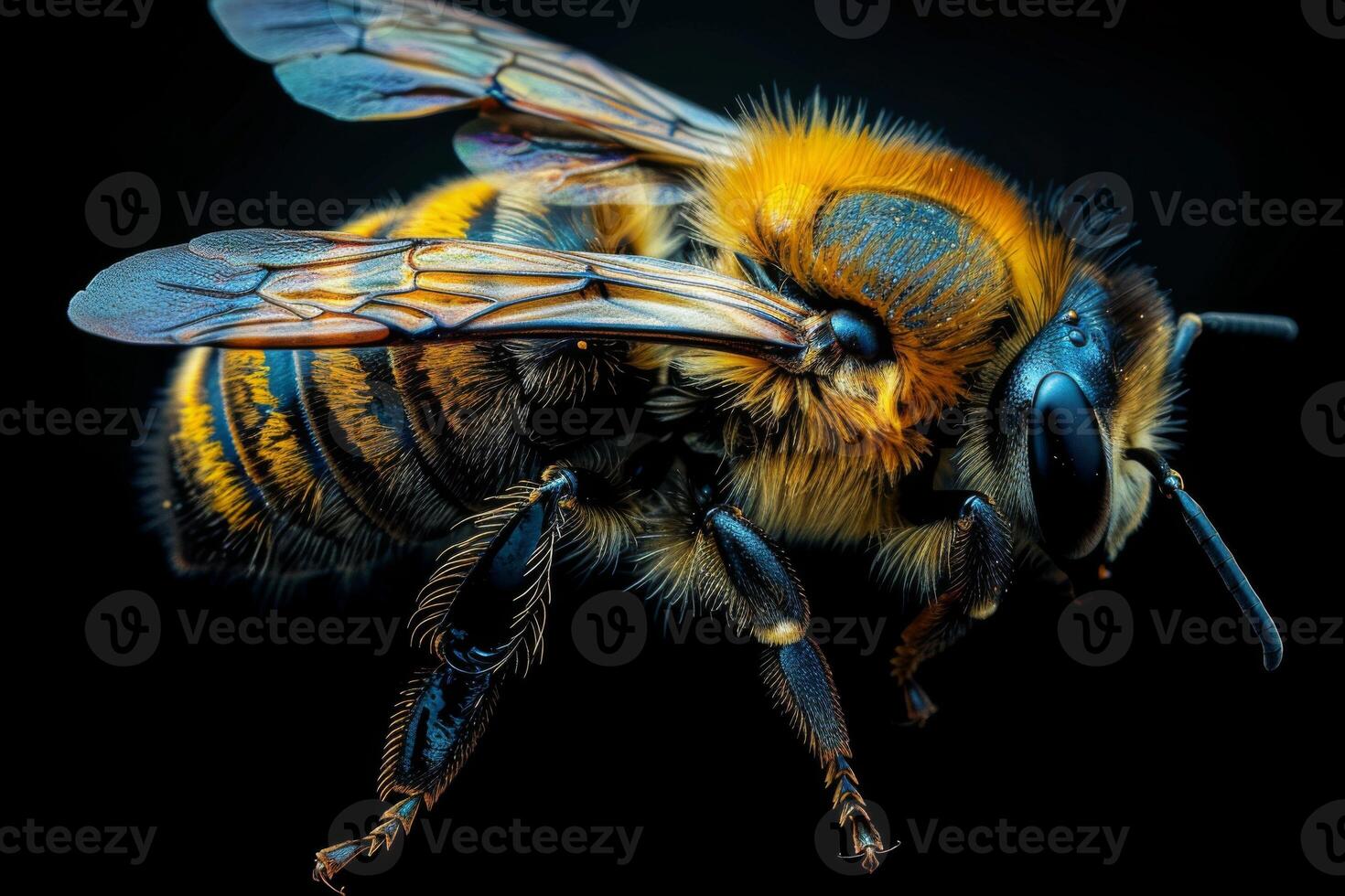 Close-up of a Bee with Vibrant Colors photo