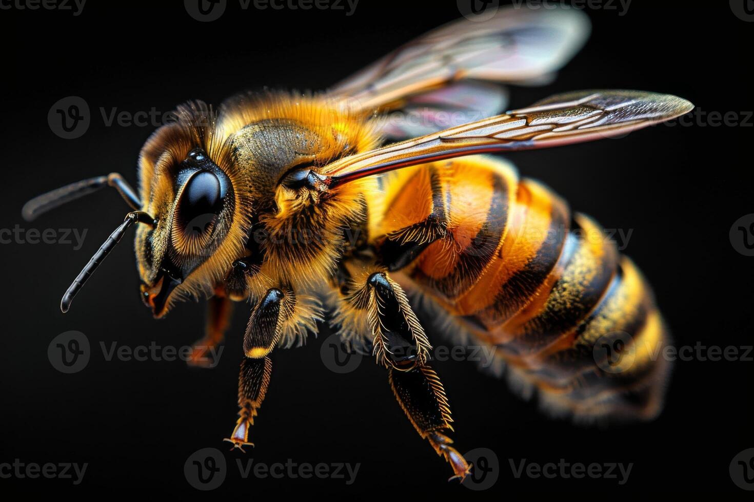 Close-Up of a Honeybee in Flight photo