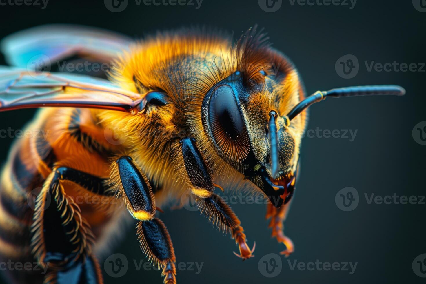 Close-Up of a Honey Bee in Flight photo
