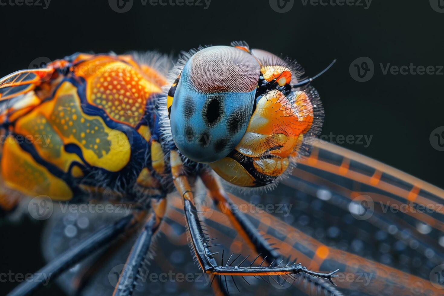 Close-up of a Dragonfly's Head with Vibrant Colors photo