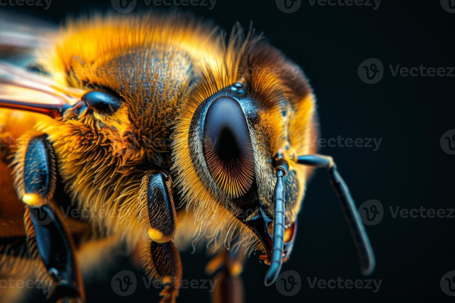 Macro Photography of a Honey Bee photo