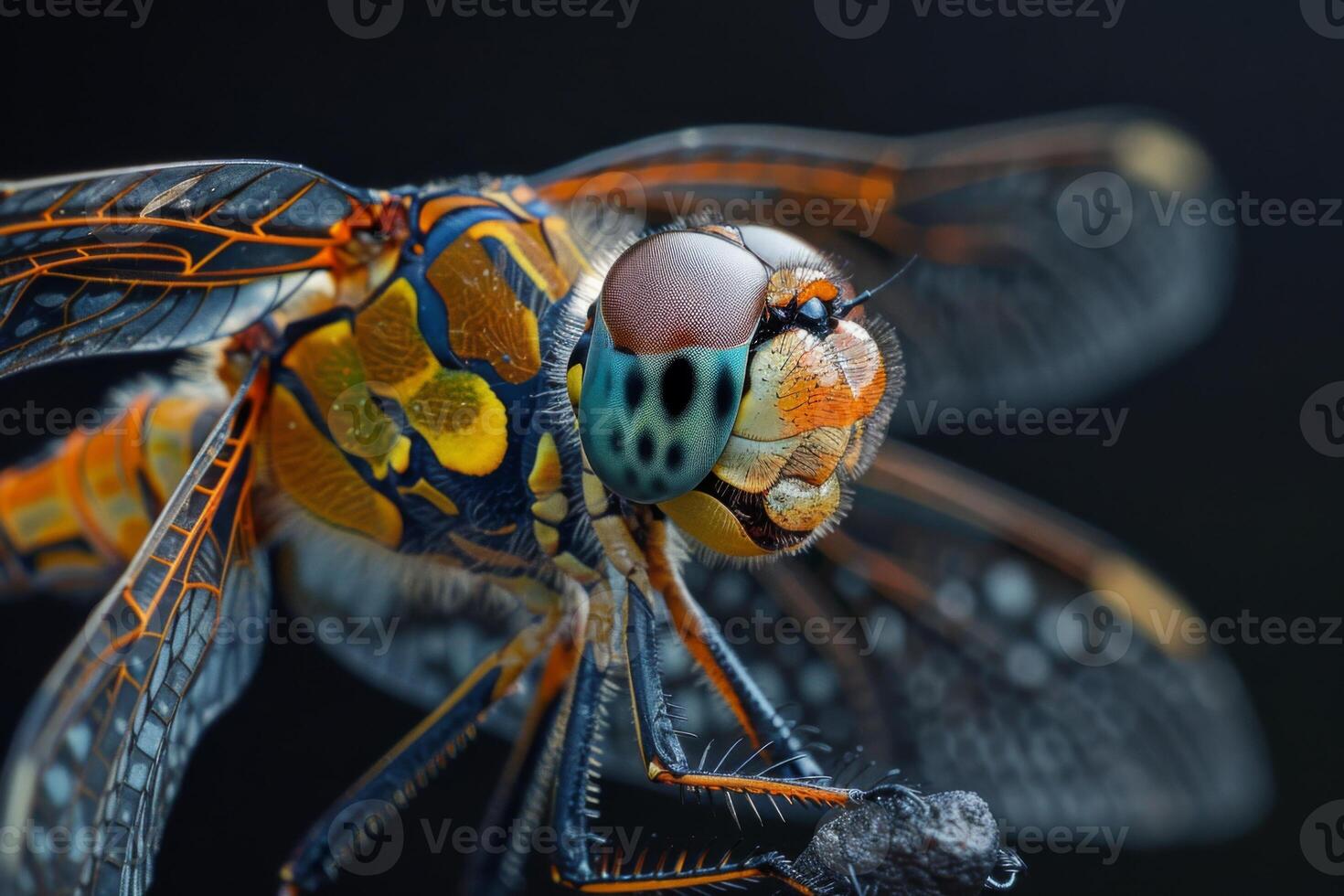 Close-Up of a Dragonfly with Detailed Wings and Eyes photo