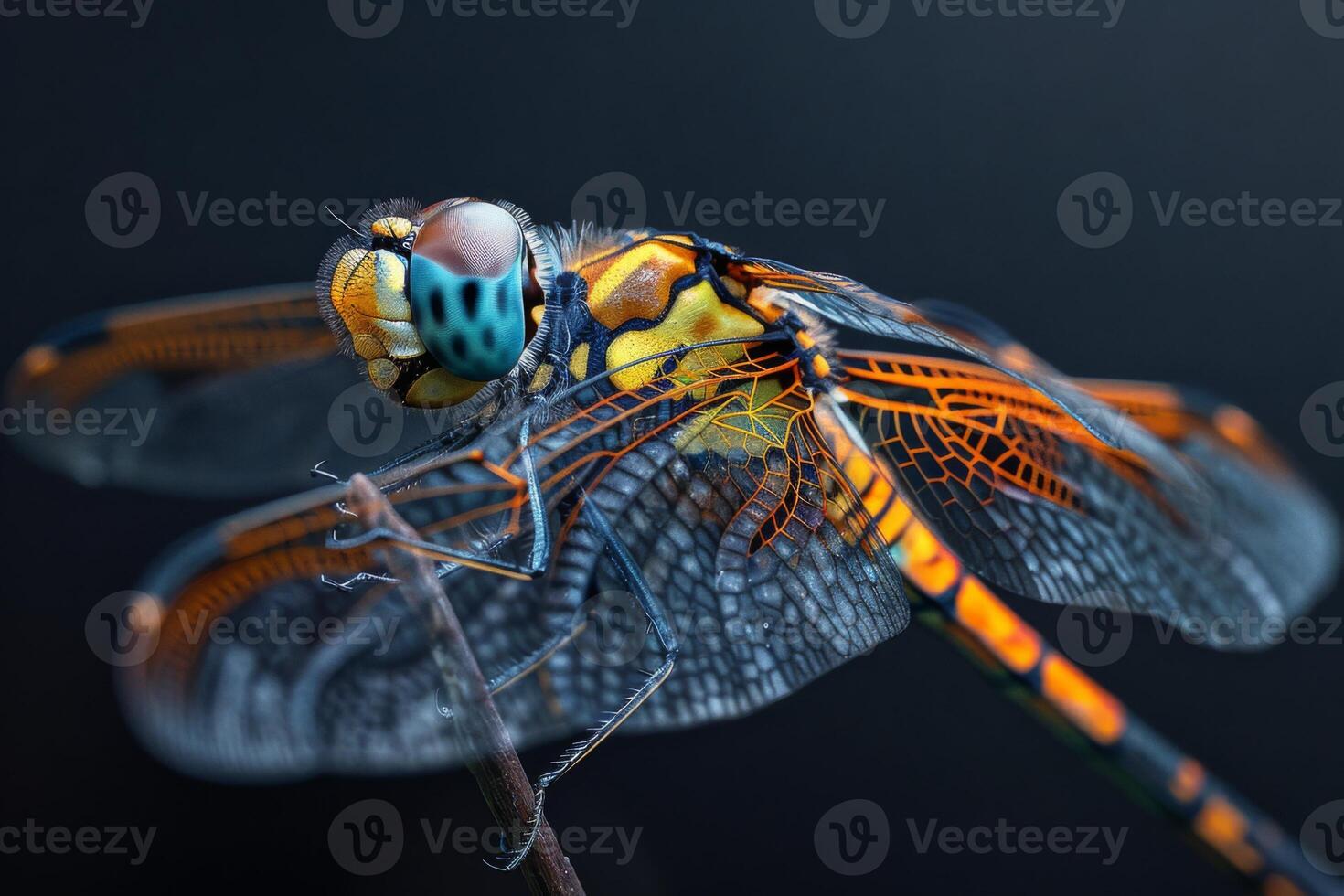 A Close-up View of a Colorful Dragonfly photo