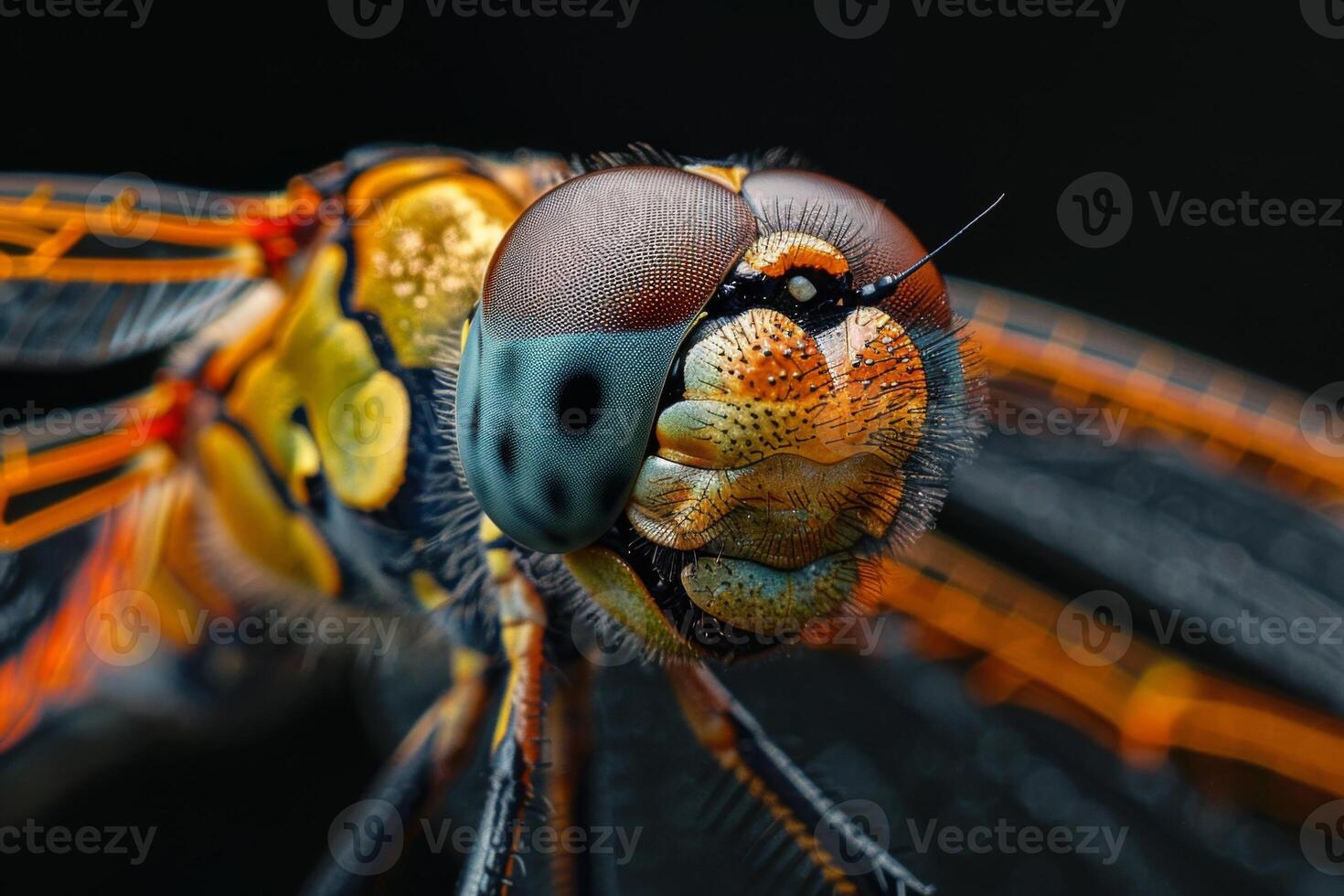 Macro Photography of a Dragonfly's Face photo