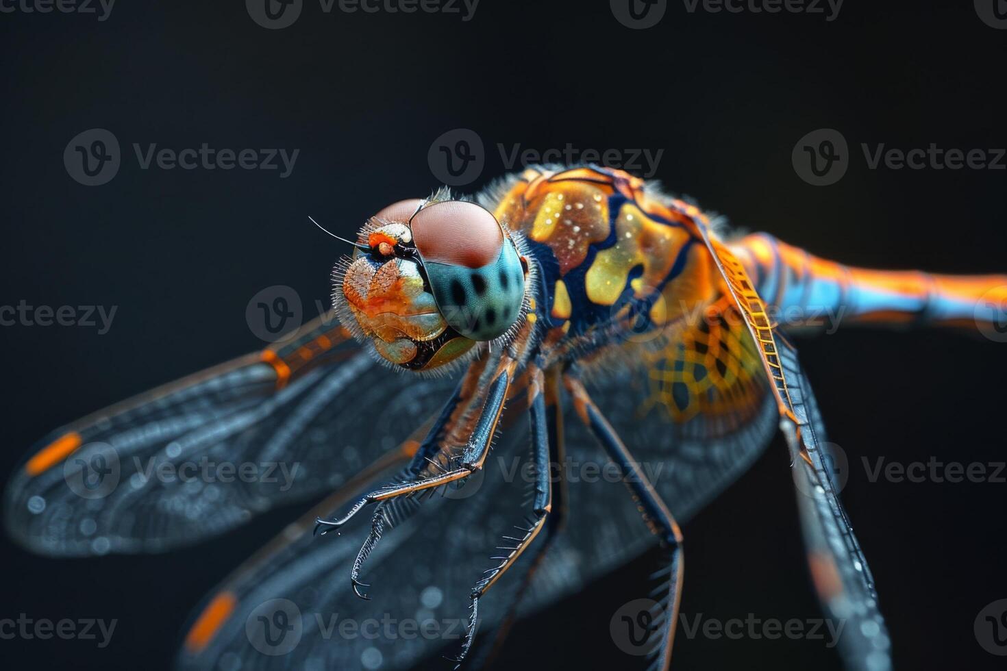 Close-up of a Dragonfly with Intricate Patterns photo