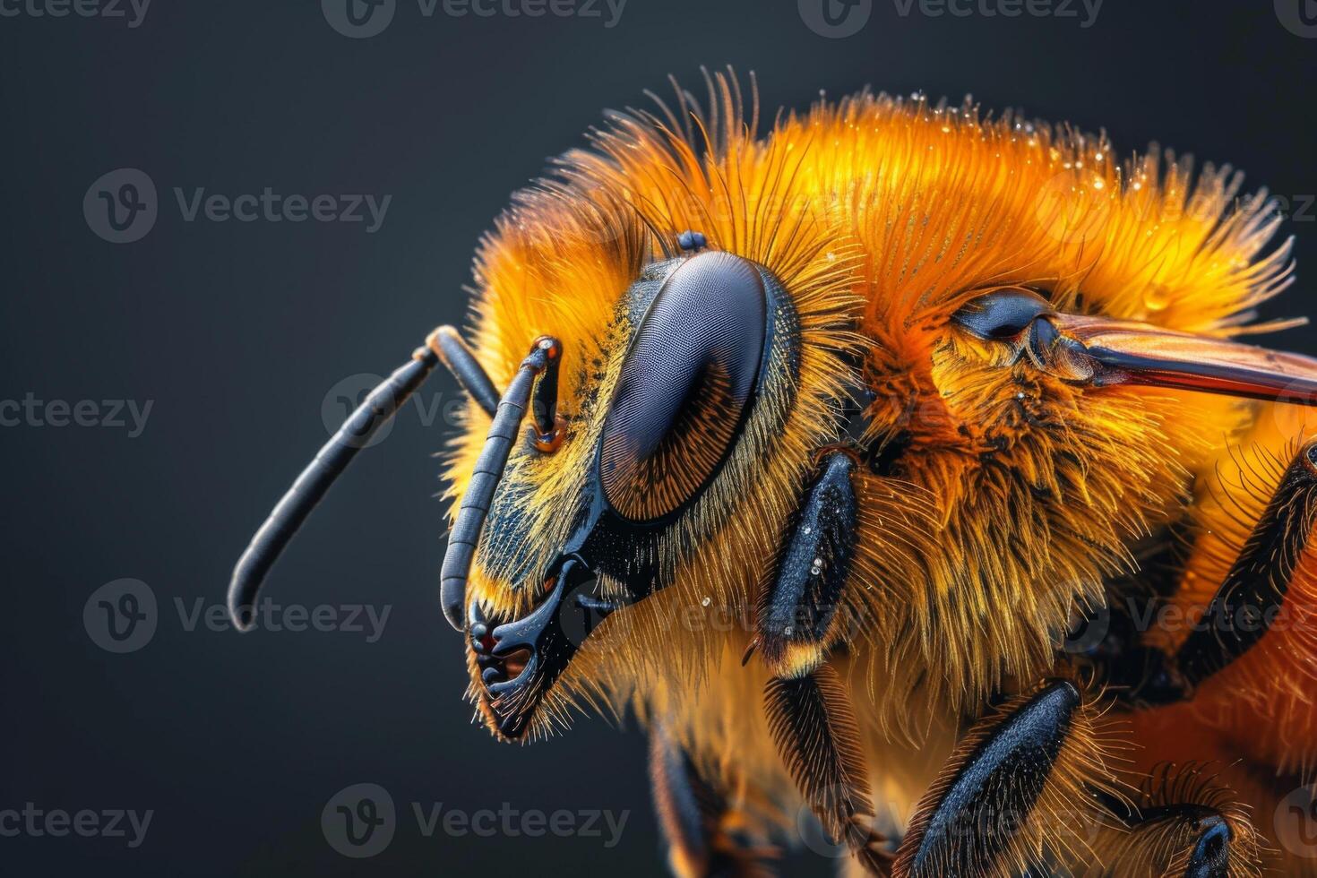 Close-Up Portrait of a Fuzzy Bee photo