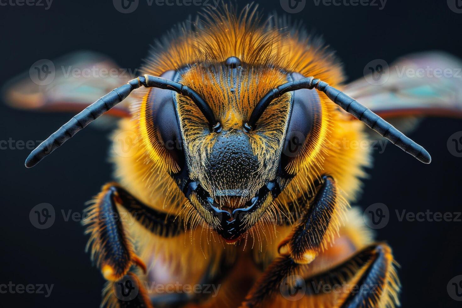 Close-Up Portrait of a Bee with Intricate Details photo