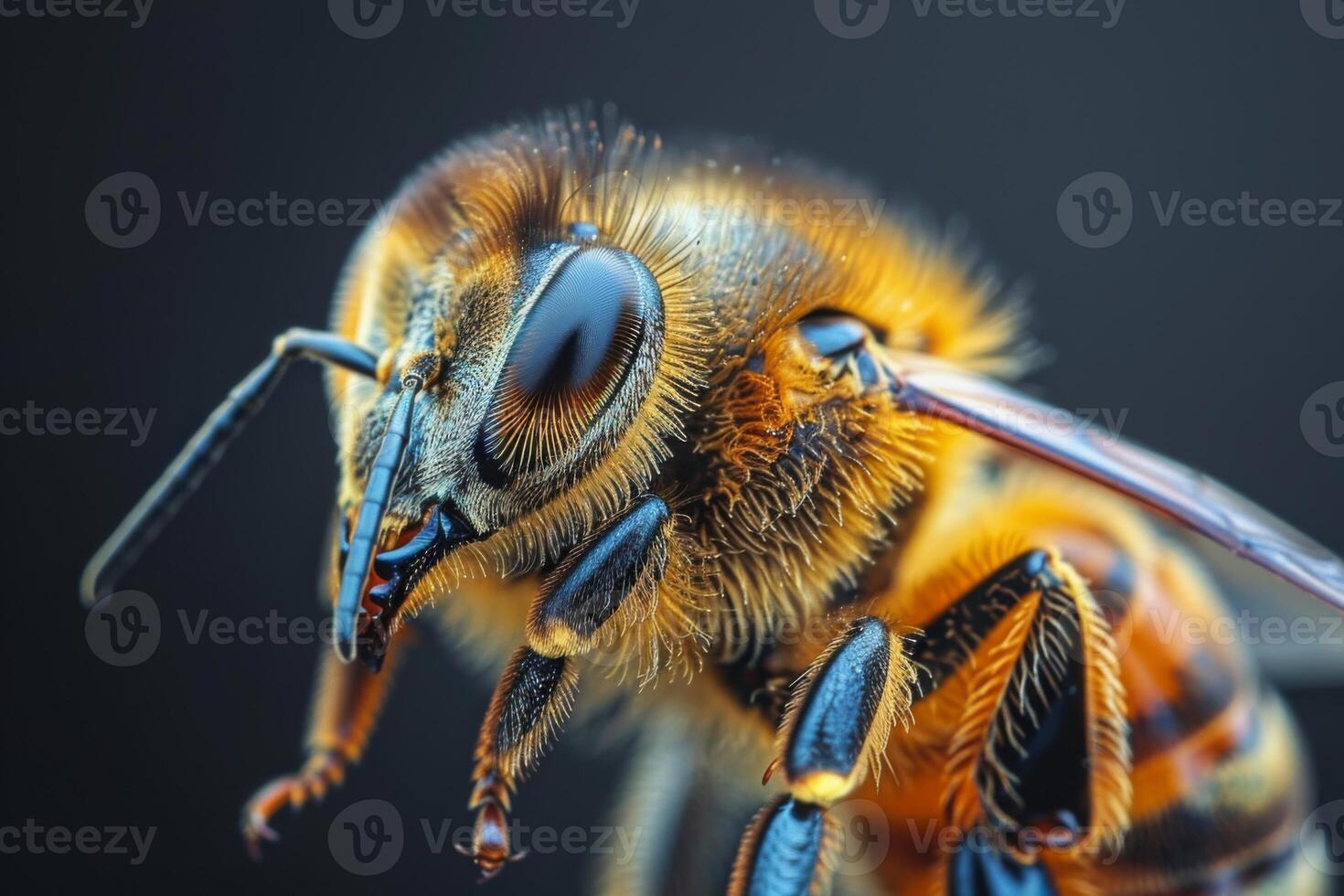 Close-Up of a Honeybee's Eye and Antennae photo