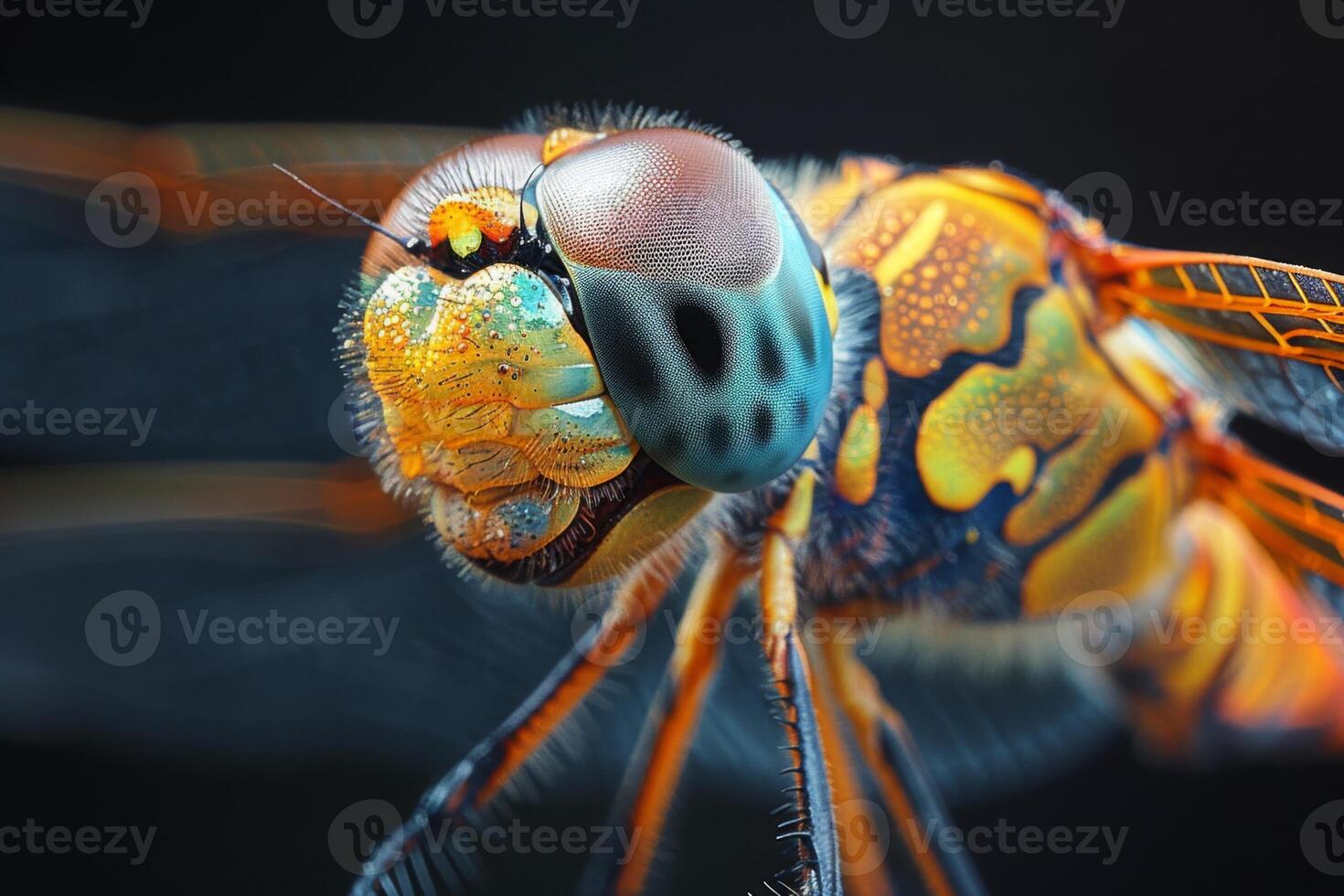Macro Photography of a Dragonfly's Face photo