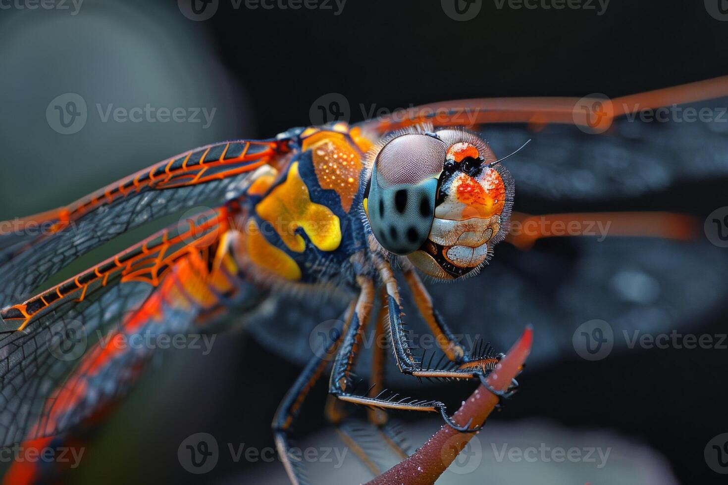 A Close-up View of a Vibrant Dragonfly photo