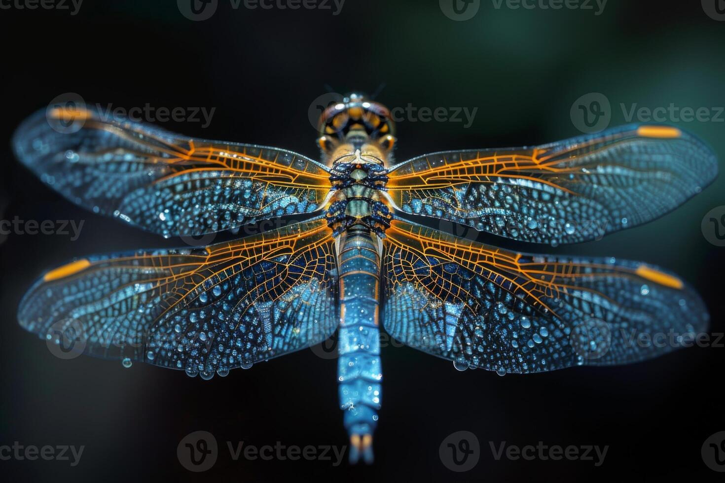 Dragonfly with Dewdrops on Its Wings photo