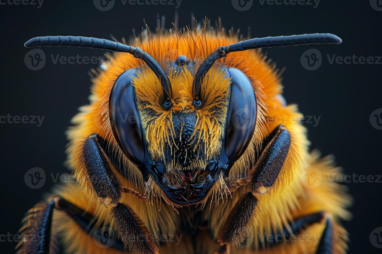 Close-up Portrait of a Fuzzy Bee photo