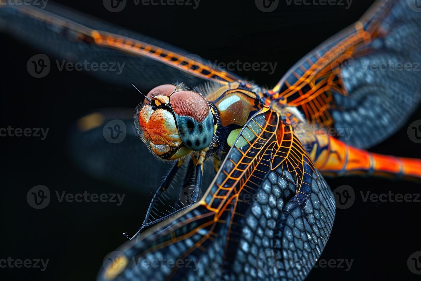 Close-Up View of a Dragonfly's Wing and Eye photo
