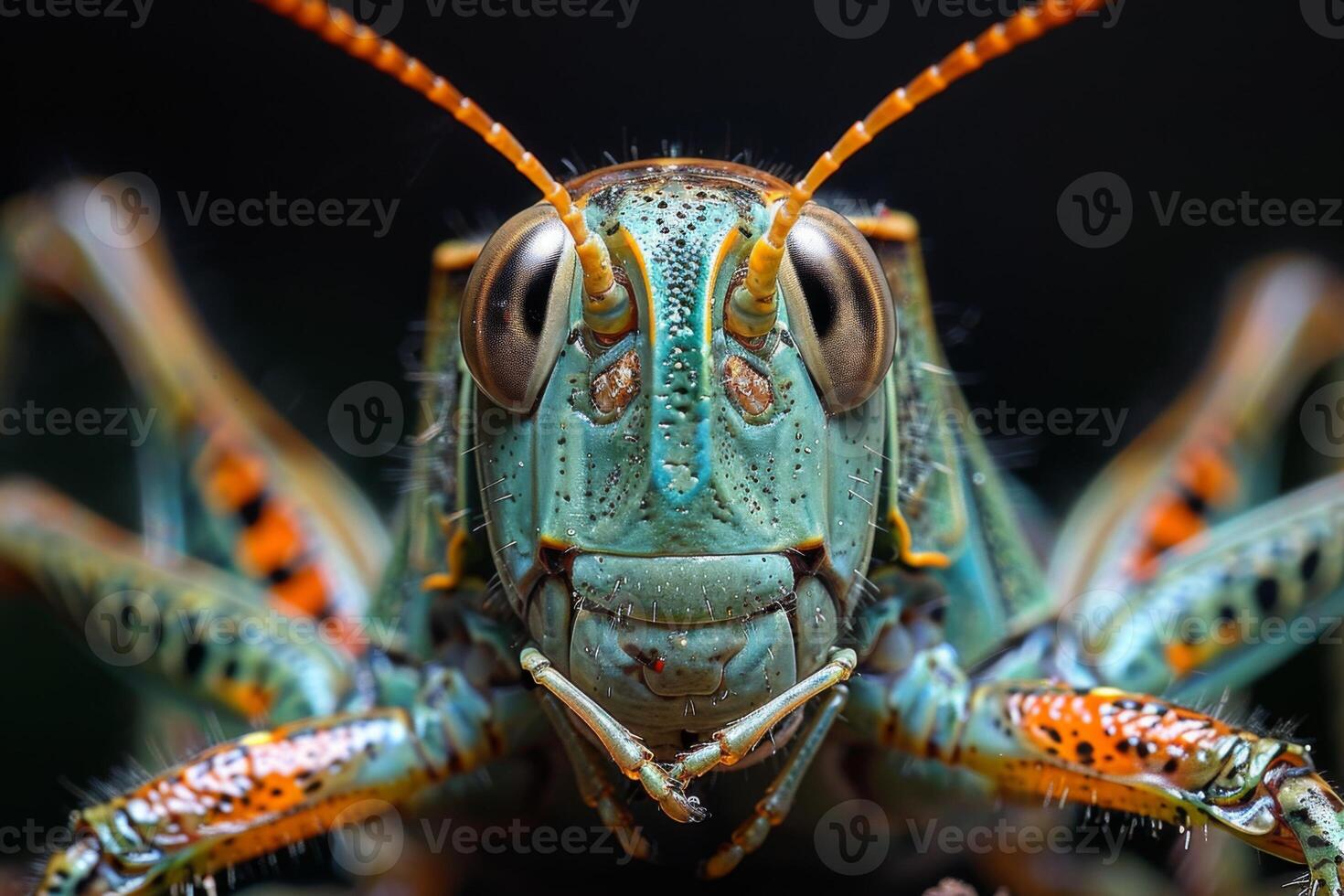 Close-up of a Colorful Grasshopper photo