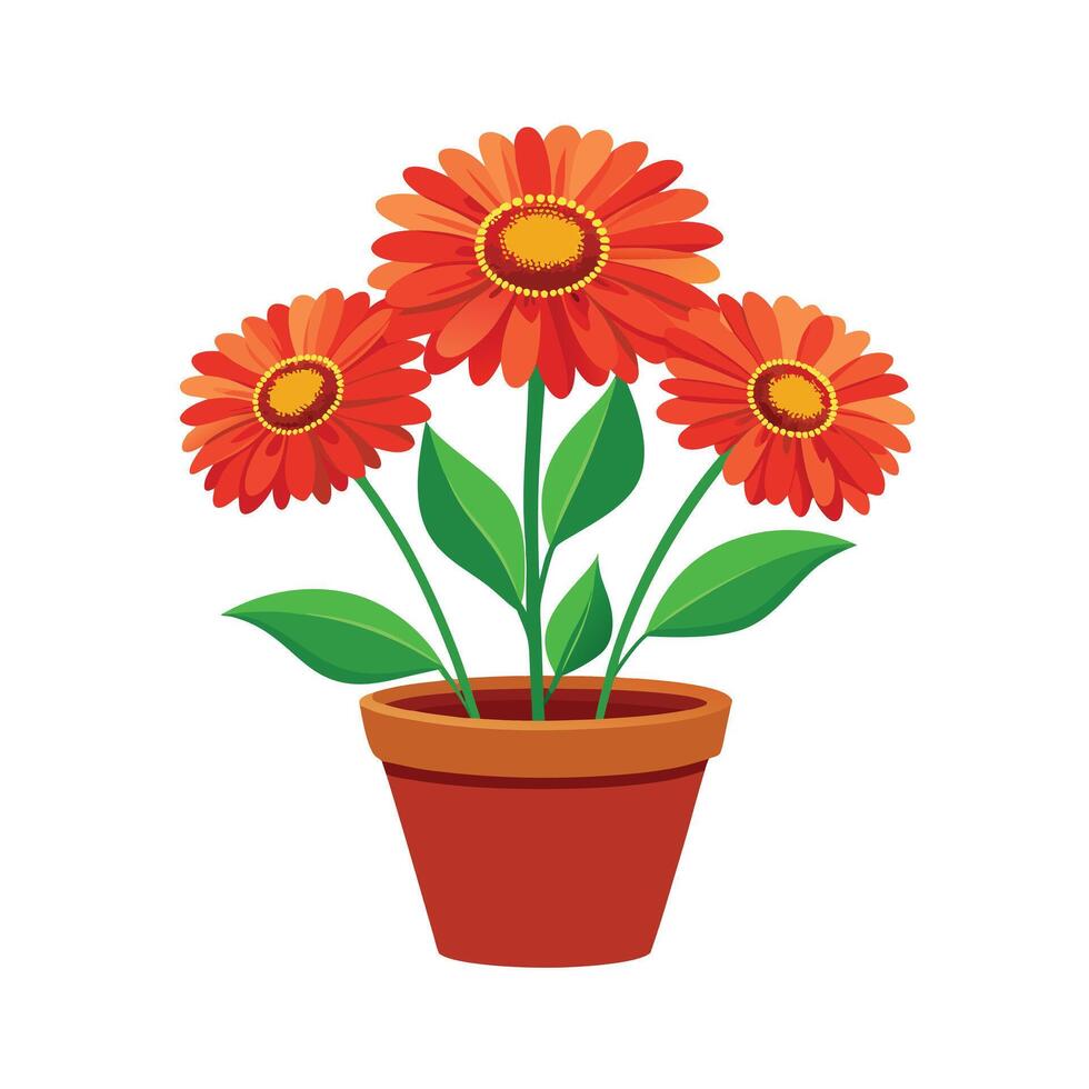 Beautiful Flowerpot Houseplant Illustration vector