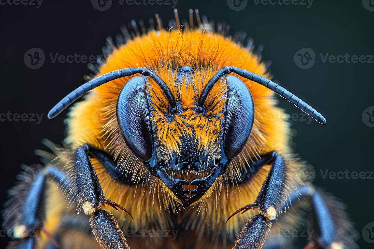 Close-up Portrait of a Fuzzy Bumblebee photo