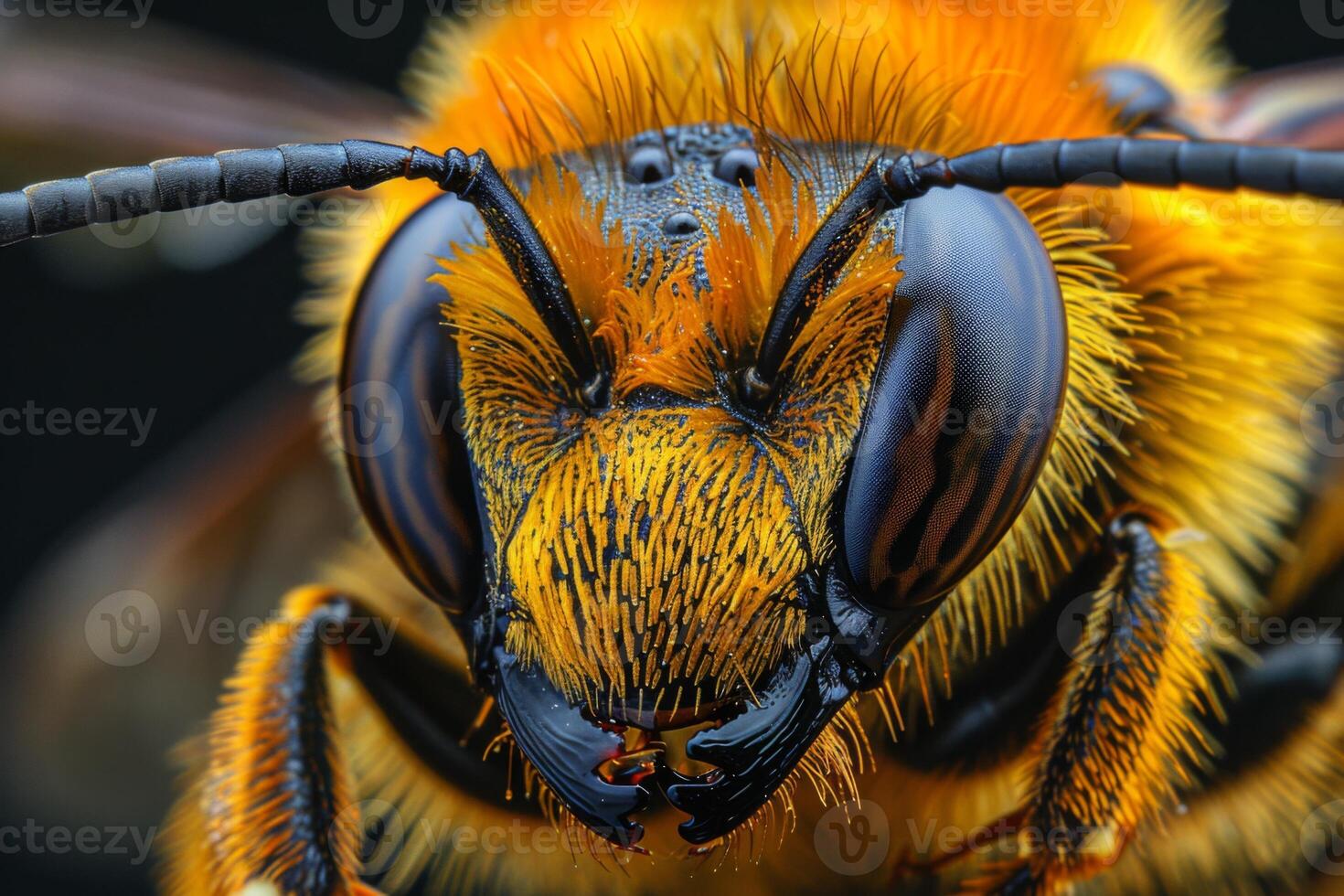 Close-up Portrait of a Bee's Face photo