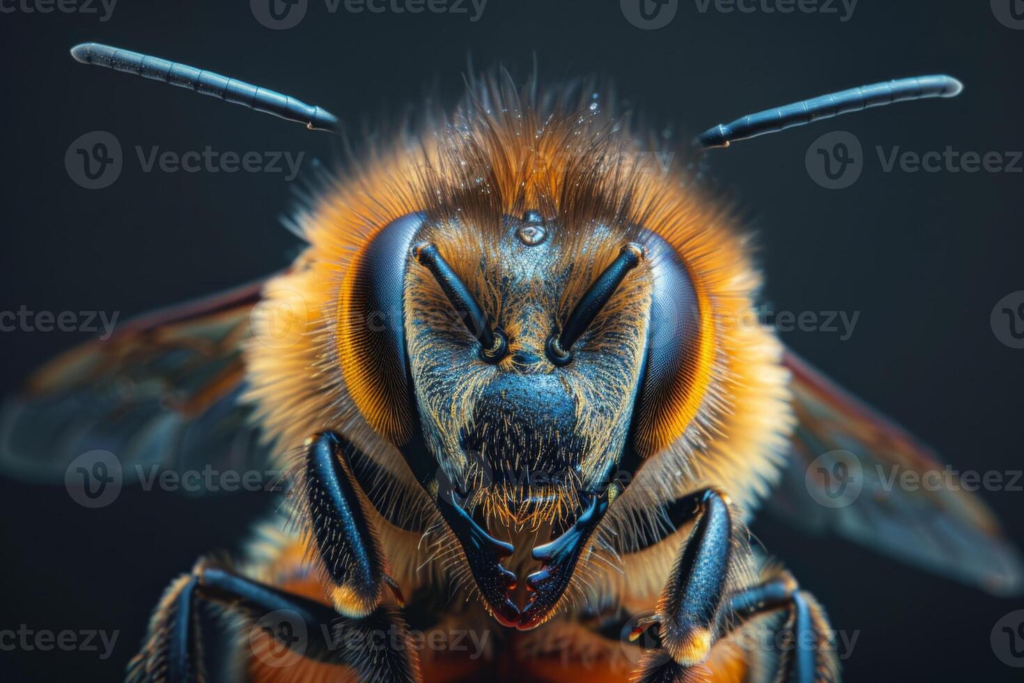 Close-up Portrait of a Bee's Face photo