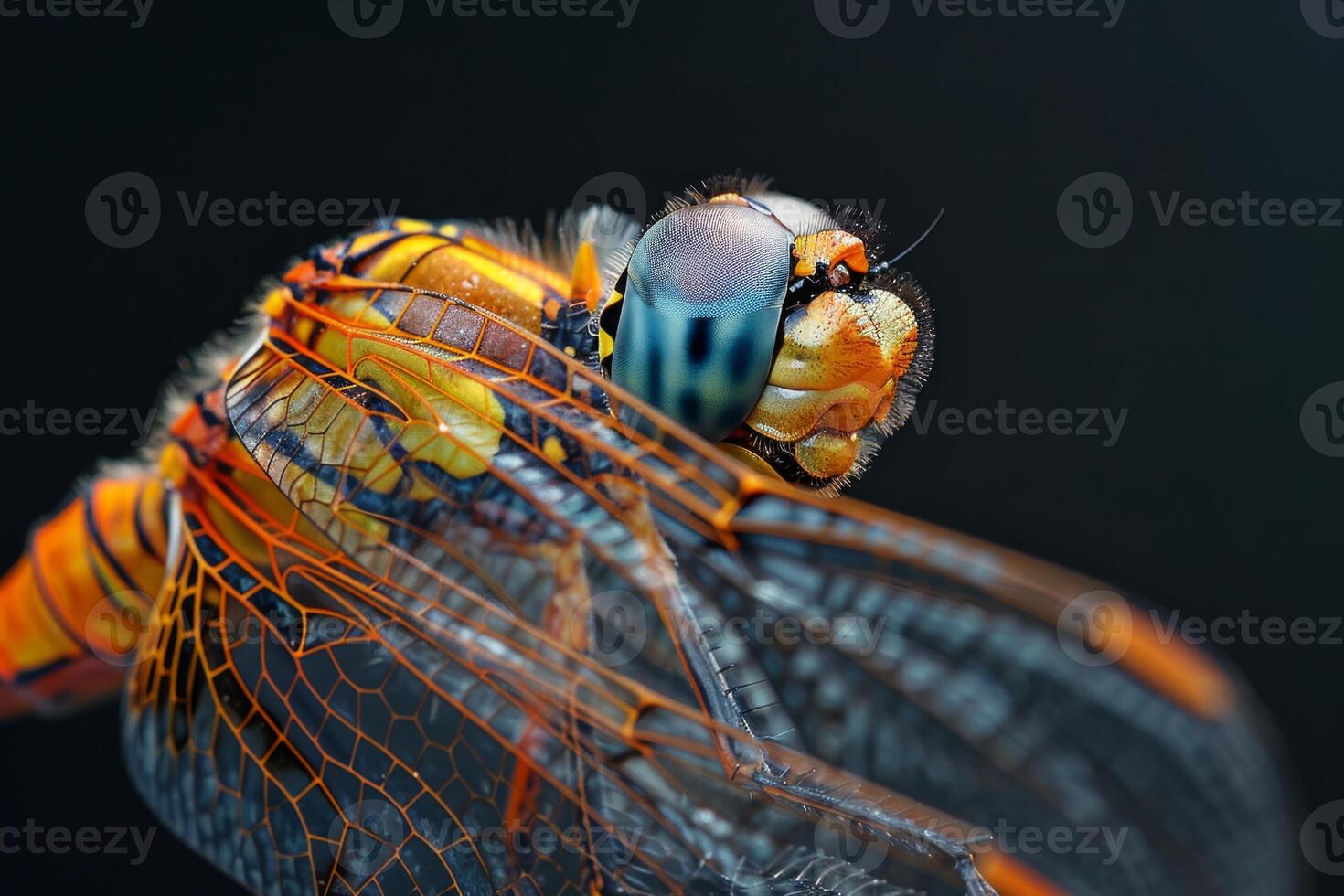 Close-up of a Dragonfly with Intricate Wings photo