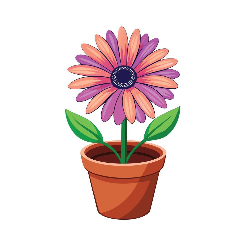 Beautiful Flowerpot Houseplant Illustration vector