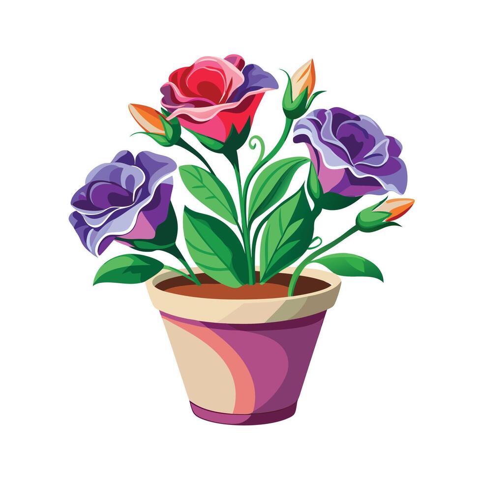 Beautiful Flowerpot Houseplant Illustration vector