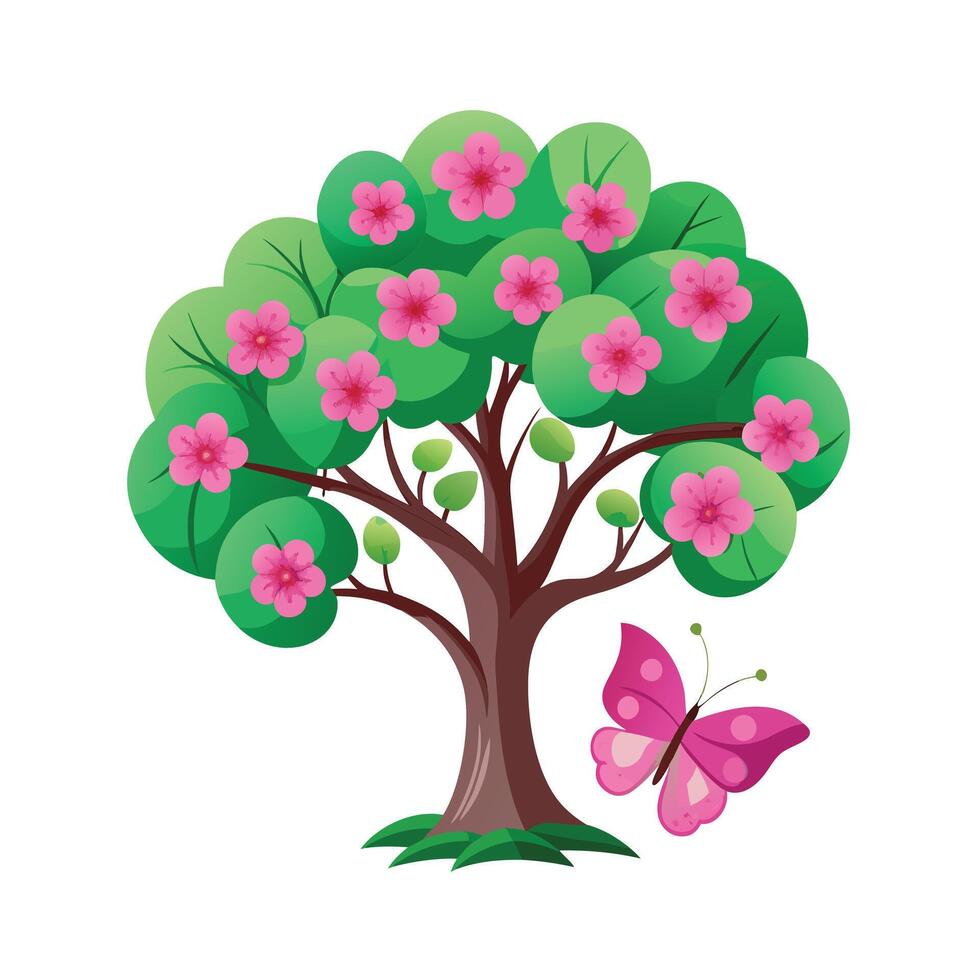 Beautiful Single Big Tree Illustration vector