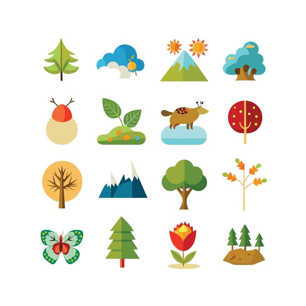 Nature Icon Set Collection Illustration vector