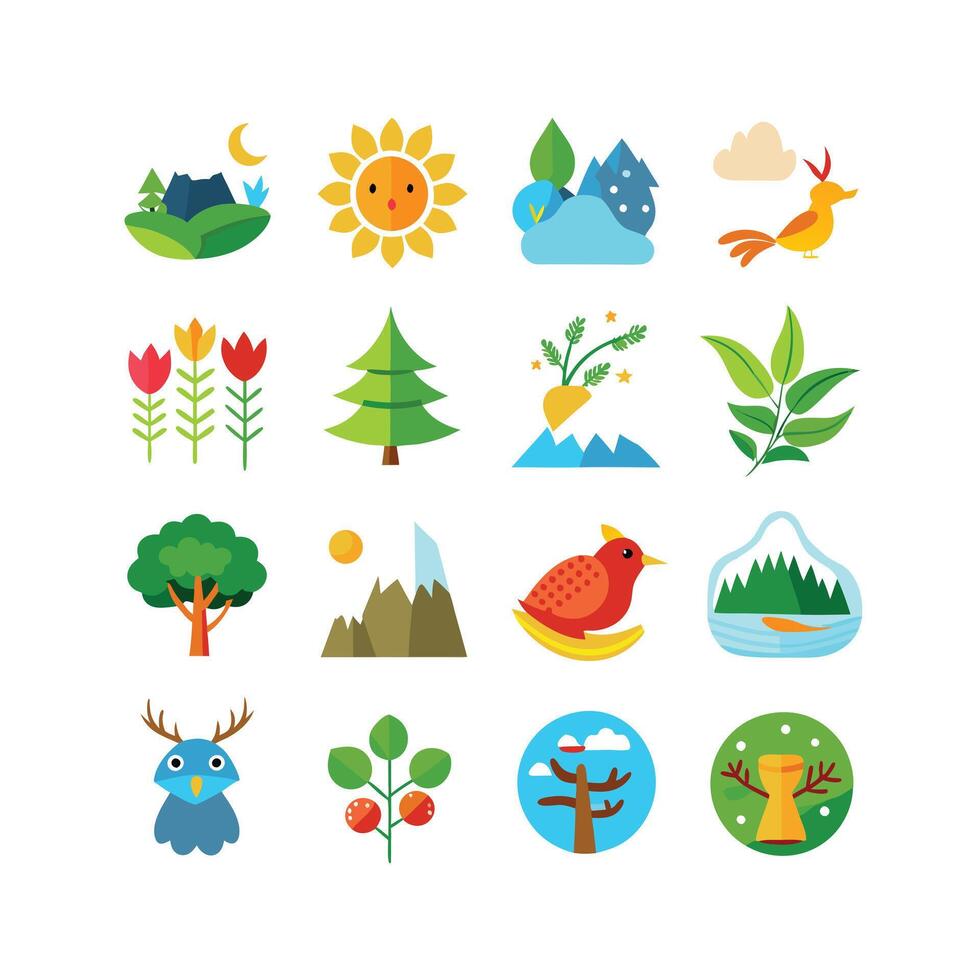 Nature Icon Set Collection Illustration vector