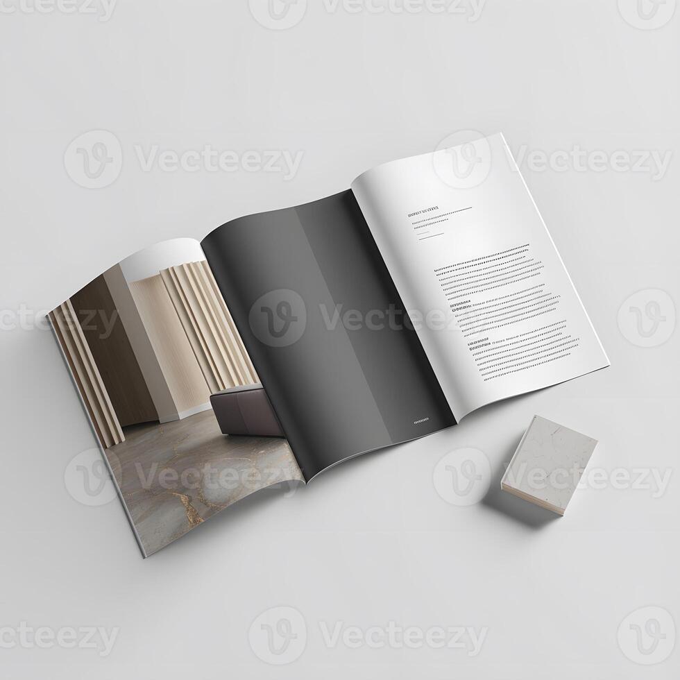 Blank catalog, magazines, brochure, book mock up. design template. 3d rendering photo