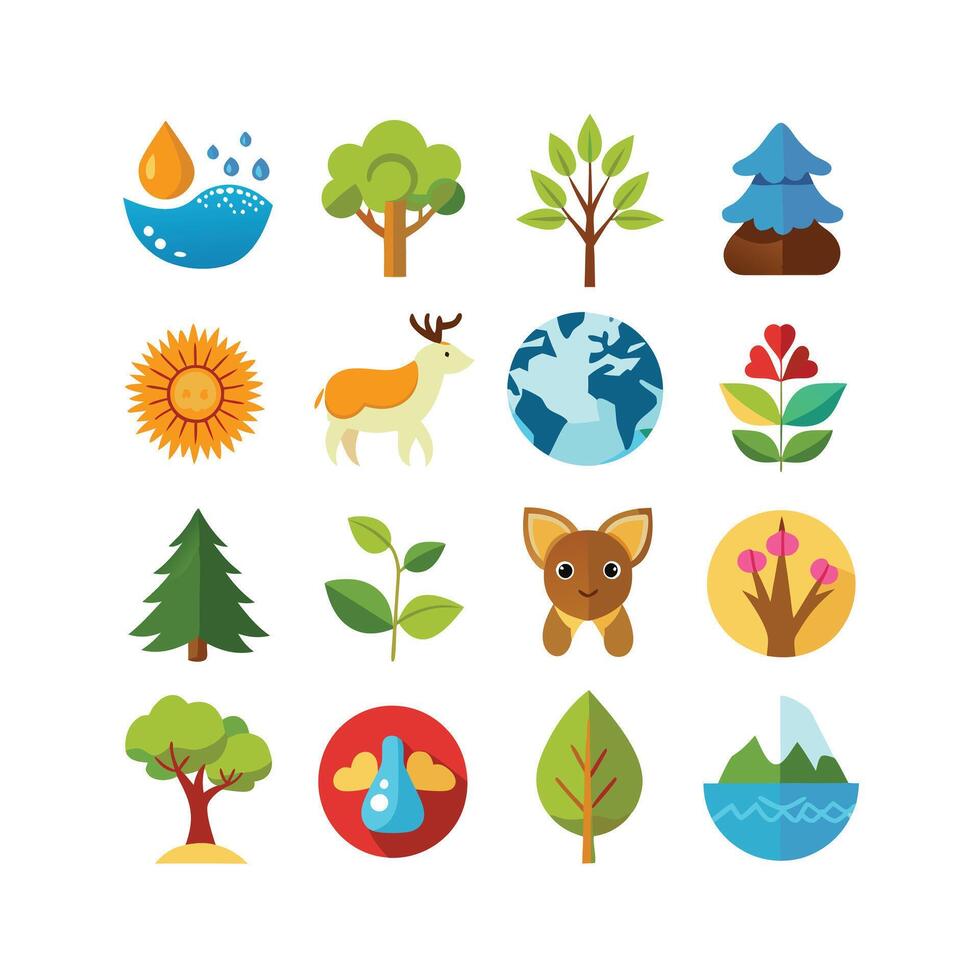 Nature Icon Set Collection Illustration vector