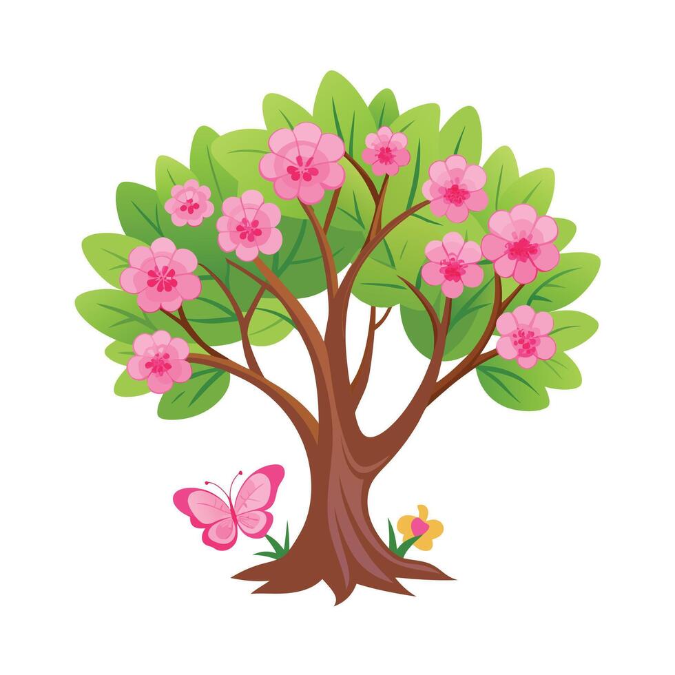 Beautiful Single Big Tree Illustration vector