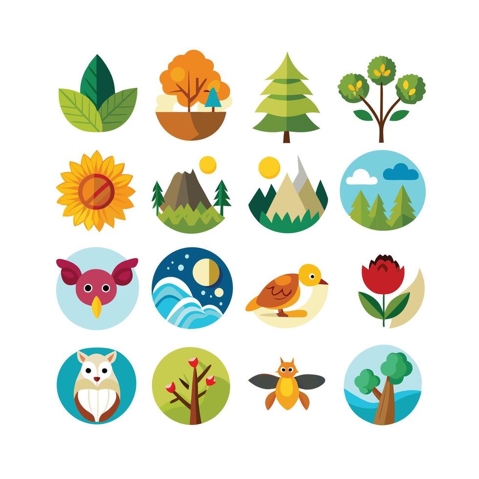 Nature Icon Set Collection Illustration vector