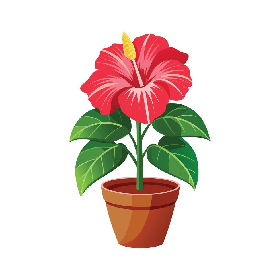 Beautiful Flowerpot Houseplant Illustration vector