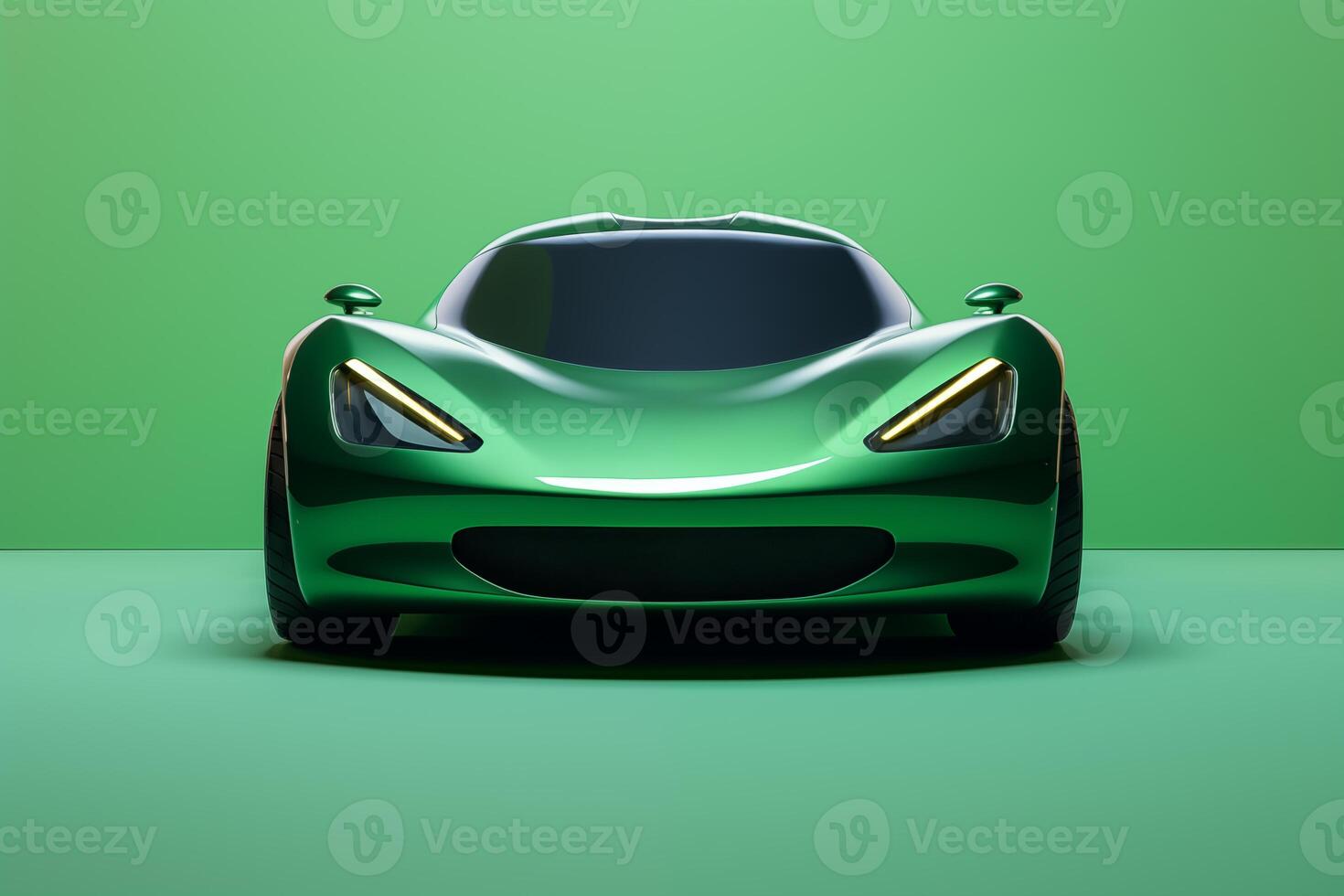 The futuristic a green sports car on a green background photo