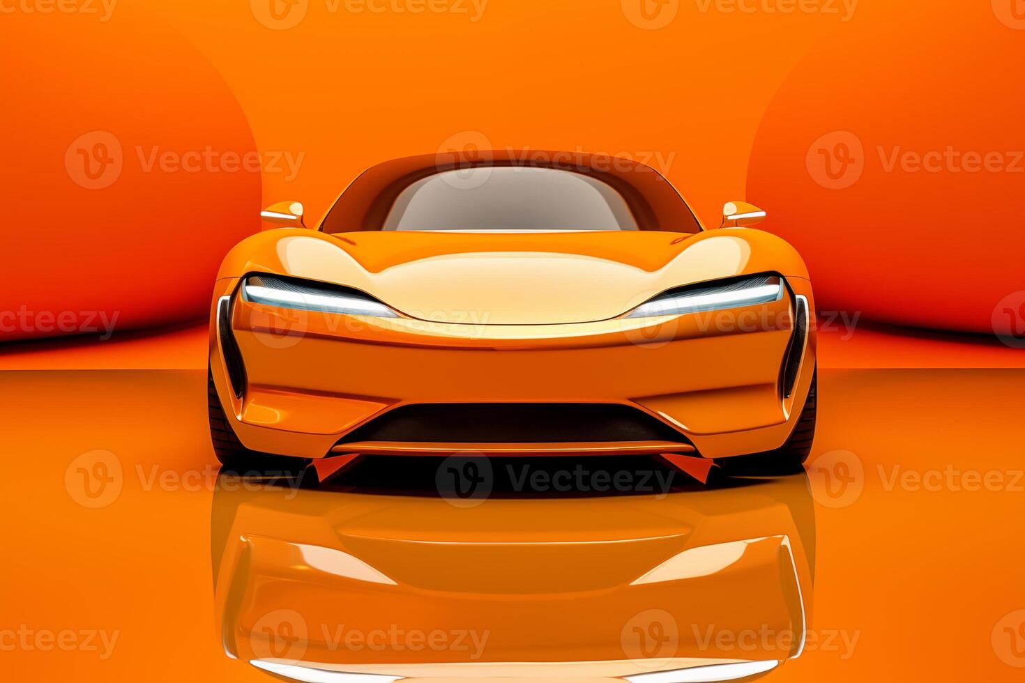 The futuristic an orange sports car on an orange background photo