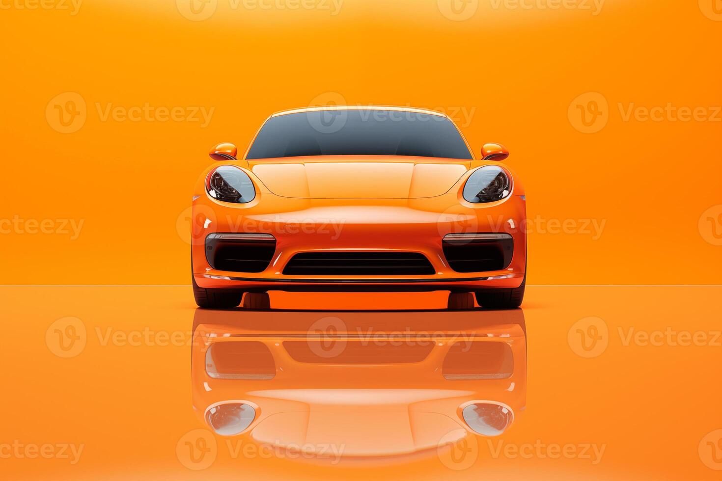 The futuristic an orange sports car on an orange background photo