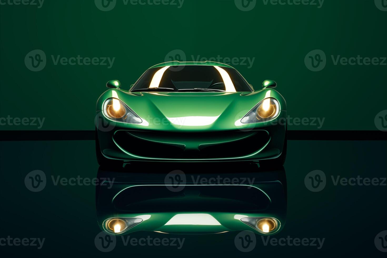 The futuristic a green sports car on a green background photo