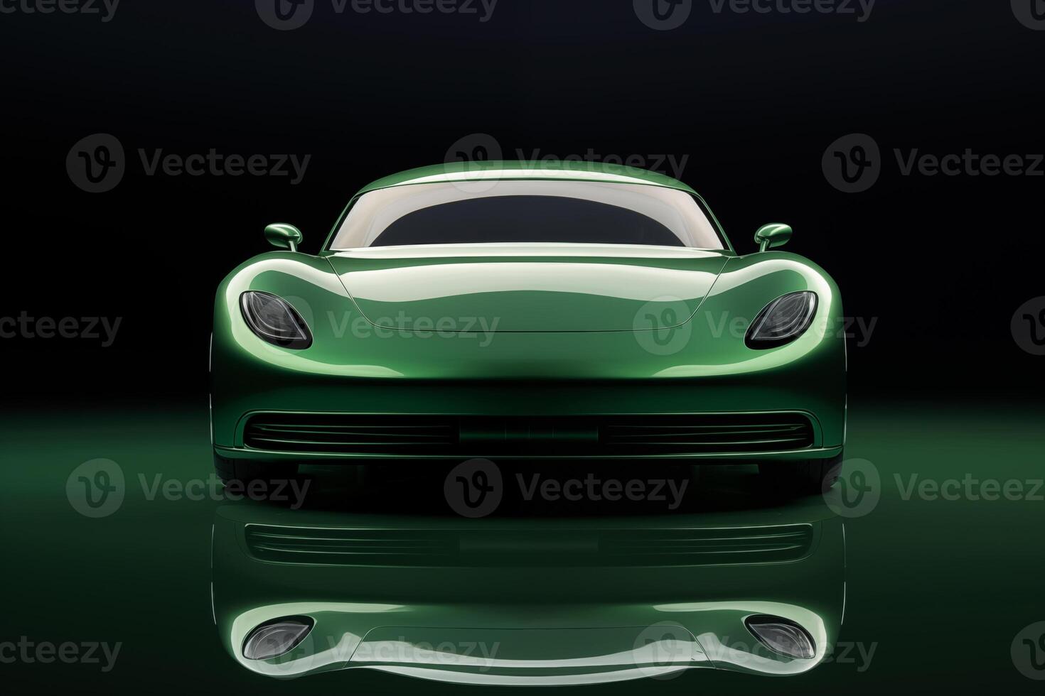 The futuristic a green sports car on a green background photo