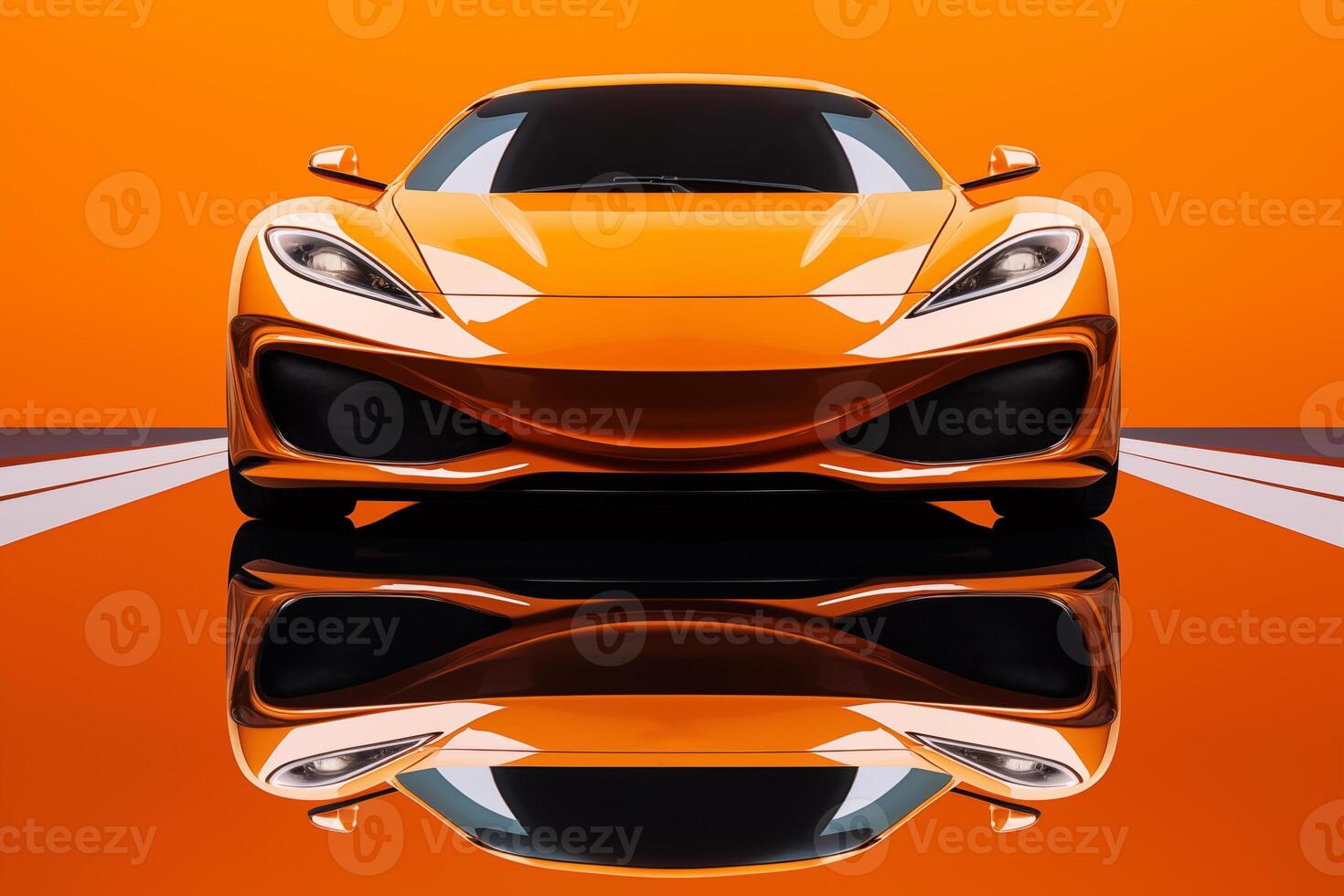 el futurista un naranja Deportes coche en un naranja antecedentes foto