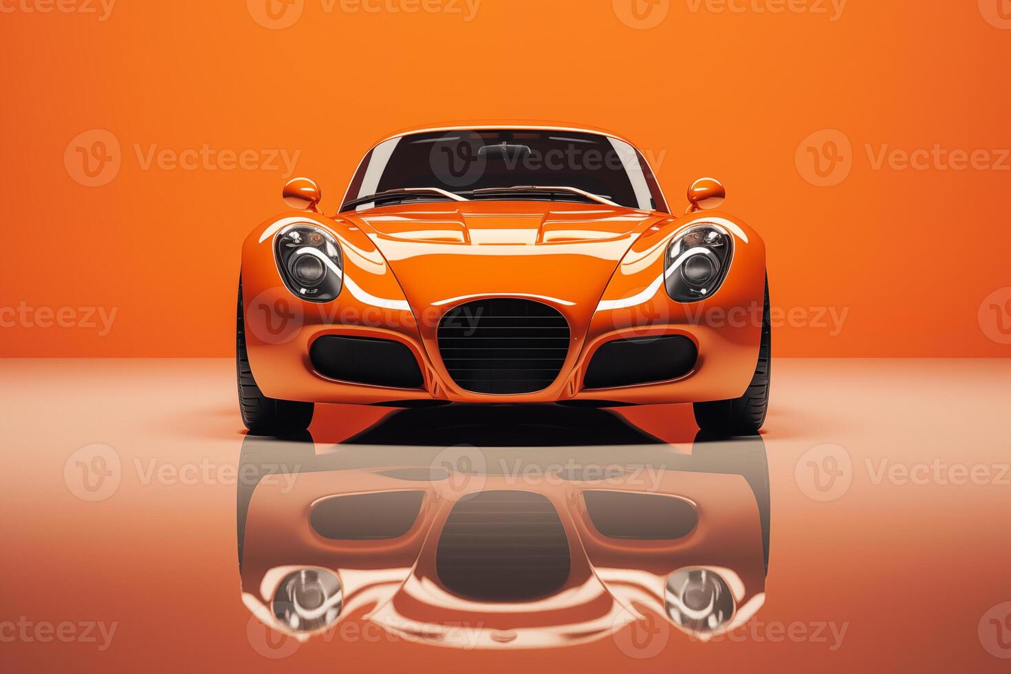 The futuristic an orange sports car on an orange background photo
