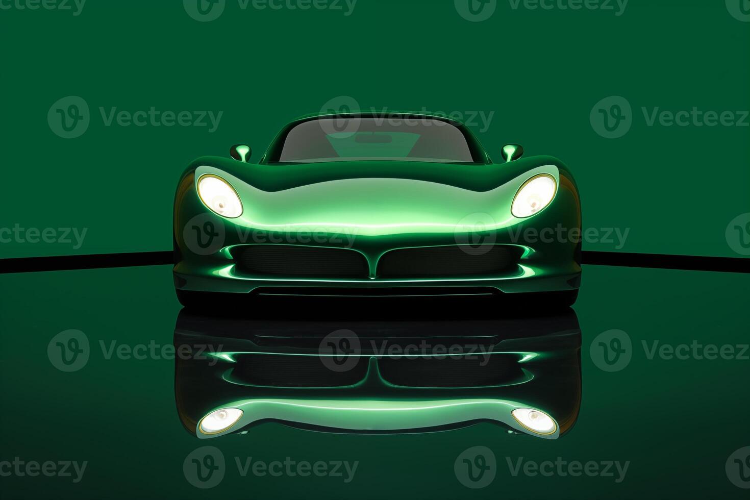The futuristic a green sports car on a green background photo