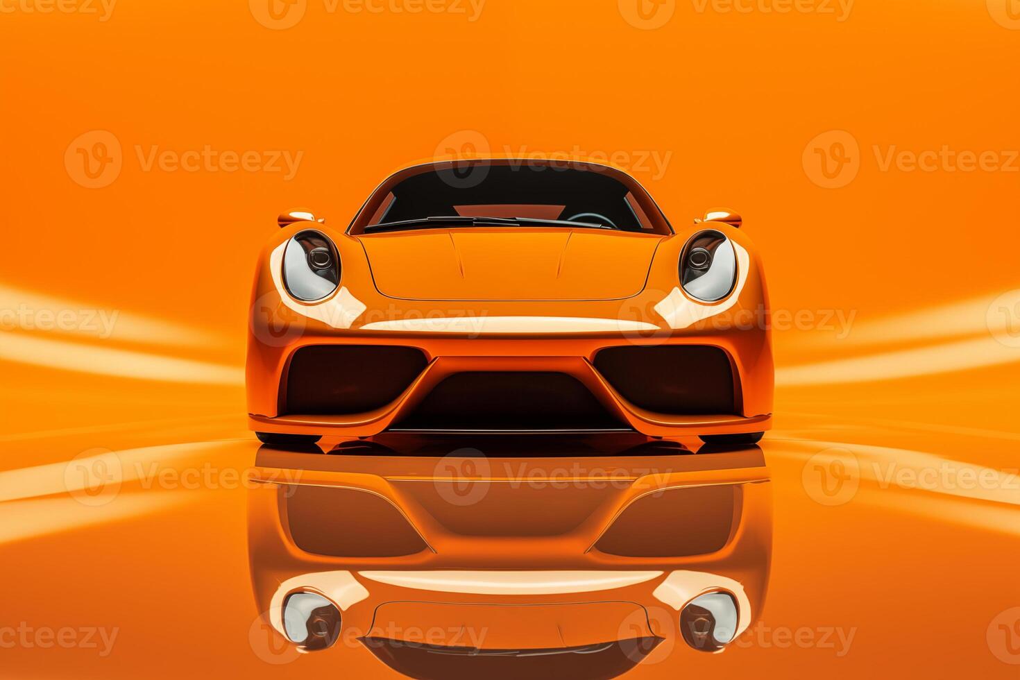 The futuristic an orange sports car on an orange background photo