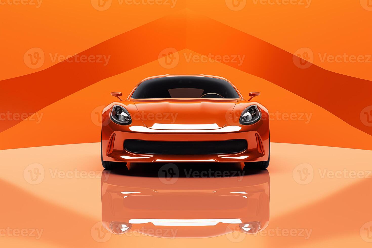 The futuristic an orange sports car on an orange background photo