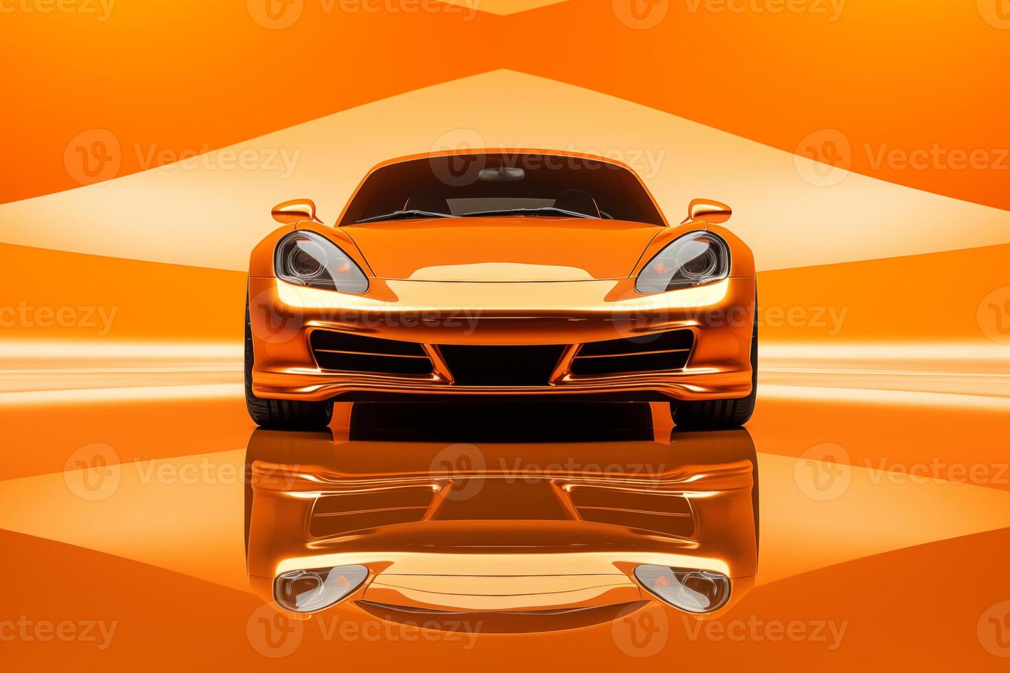 The futuristic an orange sports car on an orange background photo